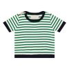 CAMISETA UNI LISTRADA VERDE COM AZUL MARINHO
