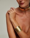 Bracelete Maxi Chapa Martelado Dourado