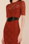 VESTIDO MIDI MANGA CURTA RENDADO NUBIA