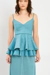 SAIA MIDI TRANSPARENTE COM PEPLUM REGOR ACQUA