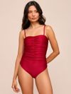 maiô drapeado vermelho divino 0101 mos beachwear