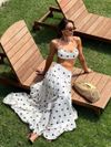 conjunto top e saia linho poá antônia 0449 oásis resortwear