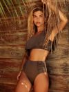 hot pant drapeada marrom 2021 de chelles