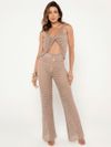 top e calça tricot areia 9165T brazil del mar