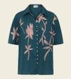 camisa marieta linho modernista petróleo