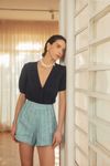 shorts nena linho azul celeste