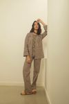 calça stripes marrom