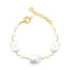 imagem do produto Pulseira com Pérolas Grandes e pequenas Naturais Folheado a Ouro 18K 