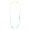 imagem do produto Colar 82cm Cristal Doce de Leite 2mm Gota de Turquesa Azul e 3 pedras de Quartzo Rutilado 6mm Folheado a Ouro 18K