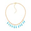 imagem do produto Colar Chocker 37cm Cristal Doce de Leite 2mm E 11 Pingentes Pendentes Gota Turquesa Folheado a Ouro 18K