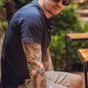T-shirt Henley M.Curta - Marinho