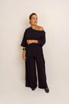 CALÇA RETA CARGO PREGAS - PRETO