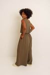 CALÇA PANTALONA COS FRANZIDO TEXTURA - VERDE