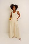 CALÇA PANTALONA COS FRANZIDO TEXTURA - CREME
