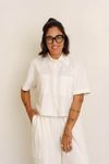 CAMISA CROPPED MANGA CURTA - OFF WHITE