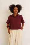 CAMISA CROPPED MANGA CURTA - BORDO