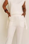 CALÇA CIGARRETE NERVURA - OFF WHITE