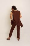 CALÇA CIGARRETE NERVURA - MARROM