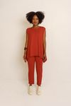 BLUSA DOBRADURA OMBRO LARGO - VERMELHO QUEIMADO