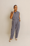 BLUSA POLO SEM MANGAS LISTRAS - AZUL