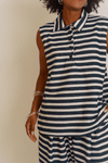 BLUSA POLO SEM MANGAS LISTRAS - AZUL