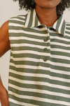 BLUSA POLO SEM MANGAS LISTRAS - VERDE