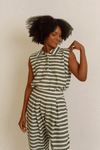 BLUSA POLO SEM MANGAS LISTRAS - VERDE