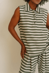 BLUSA POLO SEM MANGAS LISTRAS - VERDE