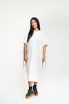 VESTIDO AMPLO RECORTES E CORDA - OFF WHITE