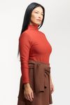 BLUSA MANGA LONGA GOLA ALTA TEXTURA - VERM. QUEIMADO