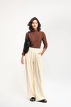 BLUSA MANGA LONGA GOLA ALTA TEXTURA - MARROM