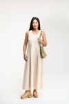 VESTIDO LONGO PREGAS TEXTURA - CREME