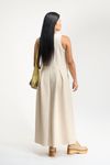 VESTIDO LONGO PREGAS TEXTURA - CREME