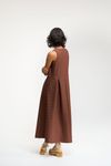 VESTIDO LONGO PREGAS TEXTURA - MARROM