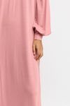 VESTIDO LONGO MANGA LONGA TRICO - ROSA