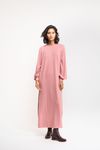 VESTIDO LONGO MANGA LONGA TRICO - ROSA