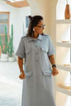 CHEMISIER ESTRUTURADA MILITAR - AZUL CLARO