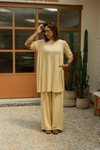 BLUSA ABERTURA LATERAL TRICO - AMARELO