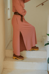 VESTIDO LONGO MANGA LONGA TRICO - ROSA