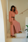 VESTIDO LONGO MANGA LONGA TRICO - ROSA