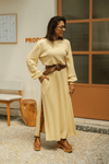 VESTIDO LONGO MANGA LONGA TRICO - AMARELO