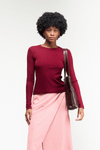 BLUSA MANGA LONGA CANELADA - BORDO