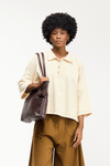 CAMISA POLO MAXI MALHA SARJADA - CREME