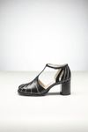 SAPATO SALTO ALTO PRETO BRILHO/OURO LIGHT