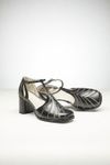 SAPATO SALTO ALTO PRETO BRILHO/OURO LIGHT