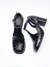 SAPATO SALTO ALTO PRETO BRILHO/OURO LIGHT