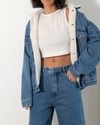 Jaqueta Jeans com Lã |  Azul Médio