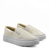 Slip-On Sola Alta Regiane Lumicolor Croco Off White