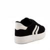 Tênis Casual  Duas Listras Lateral Lídia Nobuck Preto