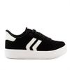 Tênis Casual  Duas Listras Lateral Lídia Nobuck Preto